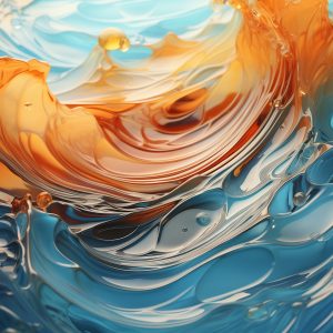 A huge half-transparent blue curly wave made of many very small wafers, Golden-yellow fine particles on top of blue curly waves, Close view of the water surface made up of small wafers --ar 16:9 --stylize 750 --v 5.2 Job ID: 84bb46f3-2104-4463-9844-fac44b9fd688