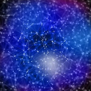 3D render of a technology background with low poly connecting lines and dots